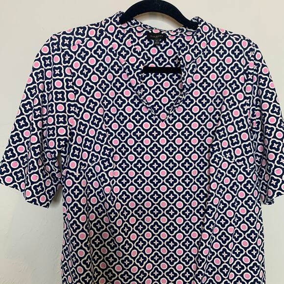 Talbots Plus Athleisure Dress Sz X Blue Pink White Geometric - Picture 6 of 11